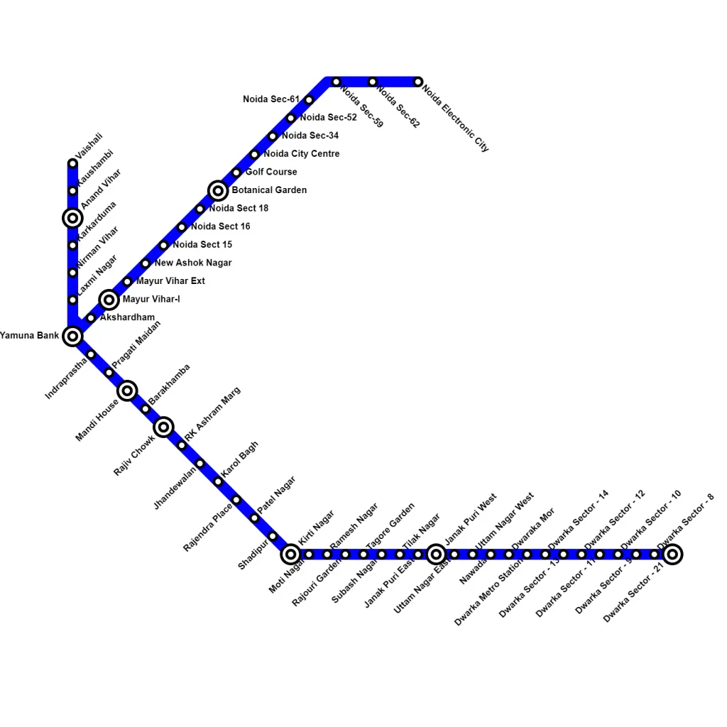 Blue Line delhi metro map