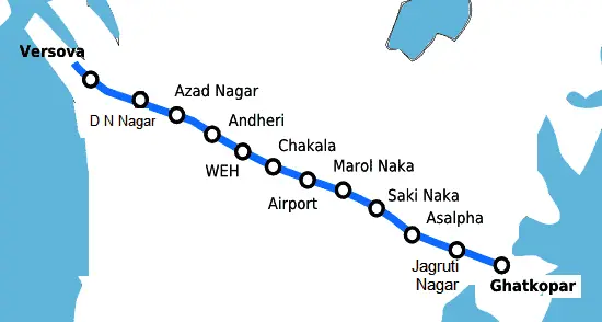 Blue Line Mumbai Metro Map